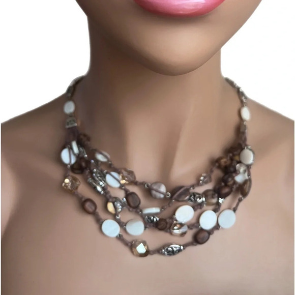 Brighton Multi Strand Mothe of Pearl Faceted Bead Necklace, Earrings & Bracelet - Picture 9 of 10